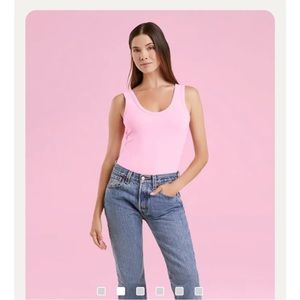 Nuuds Bubblegum Pink Seamless Scoop Tank Bodysuit